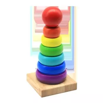 Семиуровневая деревянная радужная башня - развивающая игрушка для младенцев