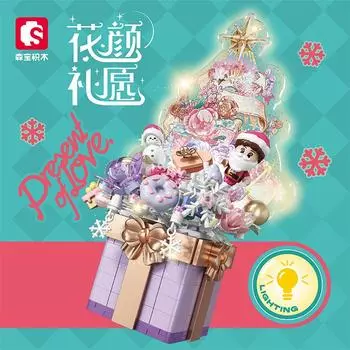 Senbao Building Blocks Flower Gift Wish Christmas Tree Puzzle Assembled Building Blocks Christmas Holiday Gift разноцветный