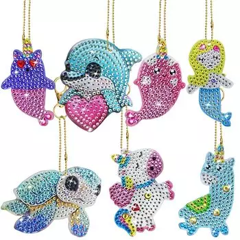 SENHAI 7 предметов 5D алмазная живопись по номерам драгоценные камни художественная роспись набор драгоценный камень брелок милый животное DIY алмазная живопись ручной работы набор для начинающих, ремесло,