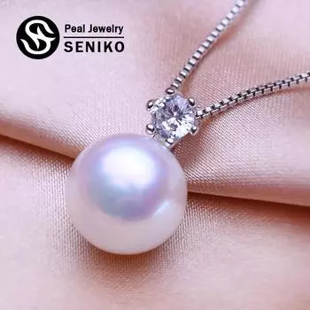 SENIKO 10-11 мм пресноводное жемчужное ожерелье CZ с кубическим цирконием модные ожерелья для женщин белый