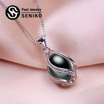 SENIKO 8-9 мм пресноводное жемчужное ожерелье с фианитом, модное геометрическое ожерелье в виде клетки для женщин белый