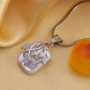 SENIKO натуральный пресноводный большой жемчуг в стиле барокко ожерелья для женщин модный цветок кулон с кубическим цирконием с цепочкой подарок на день рождения A