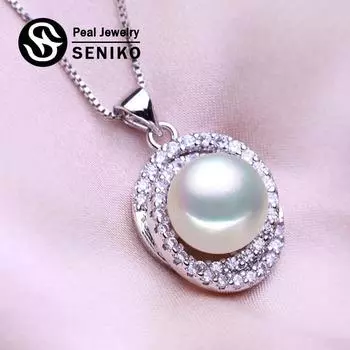 SENIKO натуральный пресноводный жемчуг кулон ожерелье для женщин кулон с кубическим цирконием жемчужные украшения