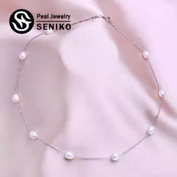 SENIKO ожерелье-чокер из натурального жемчуга для женщин, простой стиль, модные украшения ручной работы, ожерелье из пресноводного жемчуга