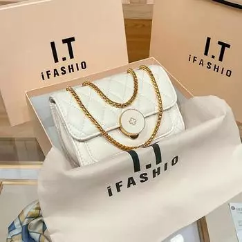 Senior sense female Xiaoxiang wind 2024 new summer all-match Ringer chain single shoulder small square bag crossbody bag size 19 9 13 белый