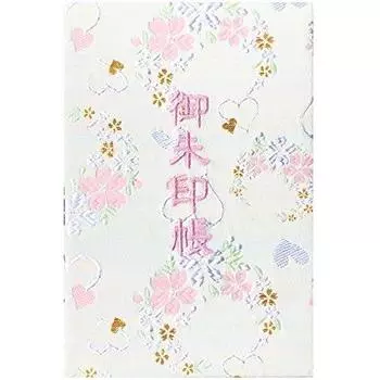 Senito Shuin Goshuin Book L Nishijin Ori Gold Brocade Letters Bellows Type 48 страниц Large Вышитые [Белый Айсакура] Переплет/Вышитые (розовый