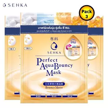 Senka Perfect Aqua Bouncy Mask Bouncy Moist, маска для лица, 25 мл (3 шт. в упаковке) - от Shiseido Japan 25 ml x 3 pcs жёлтый