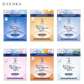 Senka Perfect Aqua, Rich Moist, Soothing White, Extra White, Bouncy Bright, Bouncy Moist, маска для лица, 25 мл (6 шт. в упаковке) - от Shiseido Japan 25 ml x 6 pcs