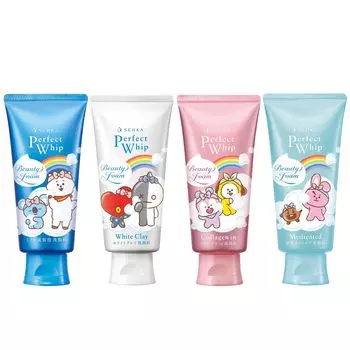 SENKA Perfect Whip BT21 Collaboration Ассорти Набор 120г x 4 Текстура Поры Загрязнения Пена Омертвевшая Кожа Увлажнение Шероховатость [Оптовая Покупка]