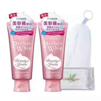 Senka SENKA Perfect Whip Collagen в очищающей пенке для лица 120 г x 2 в наборе Влажные салфетки для очищения лица включены [Оптовая закупка]