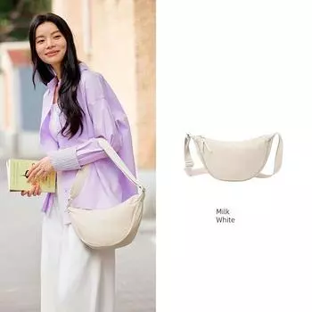 Senma Bag Messenger Bag Women 2025 New Chest Bag Macaron Color Dumpling Bag Japan fashion Simple Waist Bag Shoulder Bag Milk White 10501