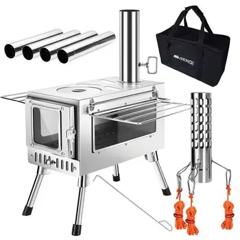 SENQI Дровяная печь складная кемпинговая термостойкая полка для искры компактная уличная дровяная печь для палатки костра барбекю приготовления пищи камина зимняя сумка для хранения