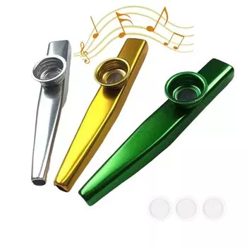 SensaBliss 3 предмета Kazoo Instrument Metal Kazoo Plated Kazoo с 3 вибрационными мембранами Kazoo Instrument для любителей музыки Духовой инструмент Gold (зеленый
