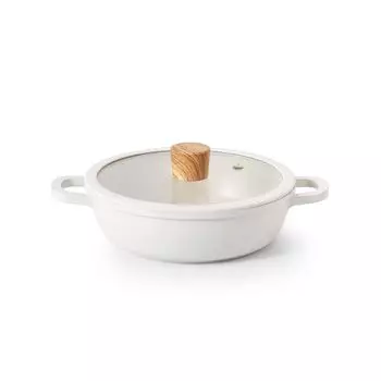 SENSARTE IH Газовая настольная Sukiyaki Deep Easy to Glass lid Oden Двуручная кастрюля, 20 см, Керамика, совместимая, совместимая, кастрюля, кастрюля, Универсальная, Варить, Выпекать,