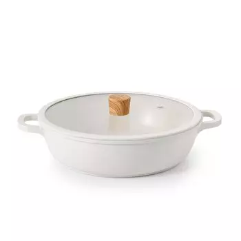 SENSARTE IH Газовая настольная Sukiyaki Easy to Стеклянная крышка Oden Двуручная кастрюля, 28 см, Керамика, совместимая, совместимая, кастрюля, кастрюля, Универсальная, Варить, Выпекать,