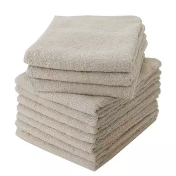 Senshu Towel Face Thin Made in Water Quick Commercial Set of 10 Same Beige Towel, (180 Momme), Japan, 100% Cotton, Absorbent, Drying, Use, Colors,