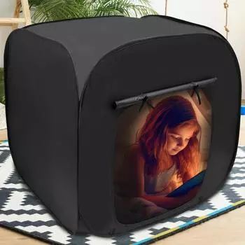 Сенсорная палатка, складная, выдвижная, портативная, из ткани Оксфорд, затемняющая, детская, для дома, для детей с аутизмом, помогает улучшить концентрацию внимания чёрный