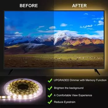 Сенсорное управление светодиодная лента 5 В 30 светодиодов/м USB 2835 гибкая лампа с регулируемой яркостью для подсветки телевизора, комнаты, кухни, освещения, лампы, декора 1m