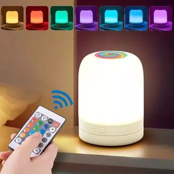 Сенсорные прикроватные лампы с регулируемой яркостью, беспроводной атмосферный светильник с пультом дистанционного управления, регулируемый по цвету перезаряжаемый ночник для спальни