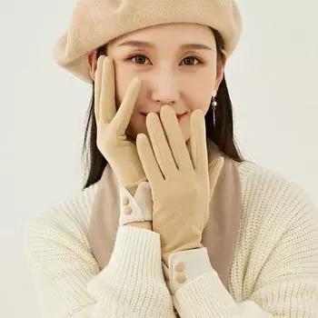 Сенсорный экран Бархатные перчатки для спорта на открытом воздухе Женские перчатки для верховой езды Перчатки с закрытыми пальцами Теплые варежки серый