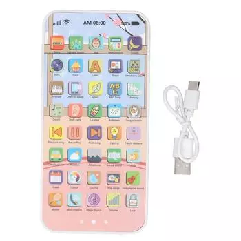 Сенсорный экран раннего образования телефон 40 кнопок многофункциональный перезаряжаемый имитация детского игрушечного телефона розовый