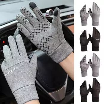 Сенсорный экран Зима с бархатными водонепроницаемыми противоскользящими зимними теплыми перчатками M чёрный