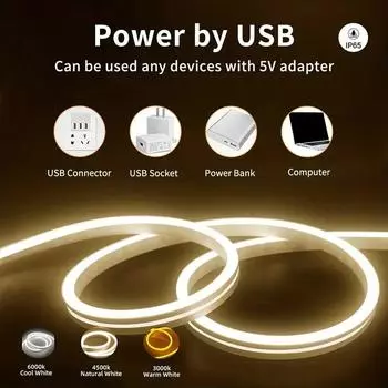 Сенсорный датчик светодиодная неоновая вывеска световая лента 5 В USB диммируемая водонепроницаемая неоновая лампа гибкая лента силиконовая подсветка для спальни декор своими руками 1m теплый белый