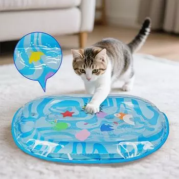Sensory Play Mat with Extra Protective Cover, Thickened Ellipse Bed Toy for Cats Dogs M синий