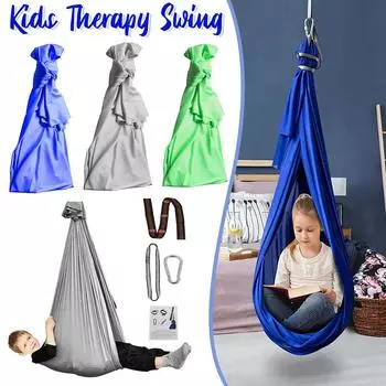 Sensory Swing Elastic Adjustable Swing Indoor and Outdoor Therapy Cuddle Swing Healing & Relaxing Cuddle Sensory Swing for Kids синий