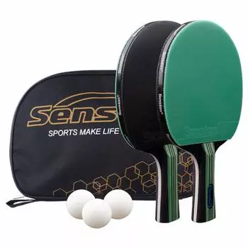 Senston Table Tennis 2 Настольный теннис 1 Портативный 3 Пинг-понг Средний и высокий уровень Игрок Матчи Набор, Ракетки, Сумка, Мячи, Начинающий, Обучение, зелёный
