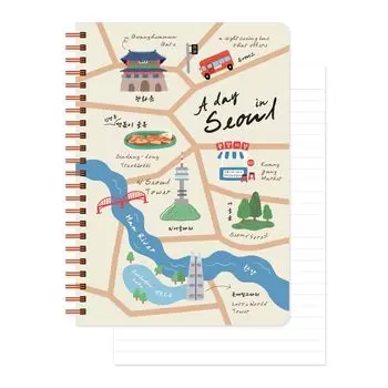 Seoul A5 Line Spiral Seoul Map Seoul Line Spiral Notebook Seoul Hardcover x inches 128 pages Monolike s Notebook, - map, 5.83 8.27