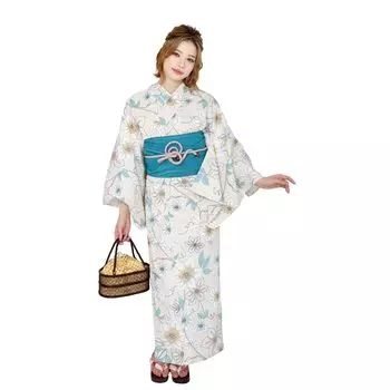 Separate Single One Size Fits Clematis White [Fuuka] Two-Part Yukata, Item, Women s, Adults, Most, Tessen, Beige,