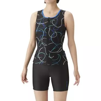 Separate Swimsuit Fitness Separates Black x Black x Blue [Arena] (Cover Back/Insert Pad) Women s (BLK)