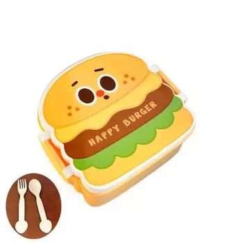Separated Student Lunch Boxes with Tableware Food Storage Container Hamburger Lunch Box Snack Hamburger