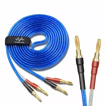 separately plug By 24K pure copper plug speaker cable finished product soldered blue Single/Sold [Banana processed] [WYVERN AUDIO] (3m) синий