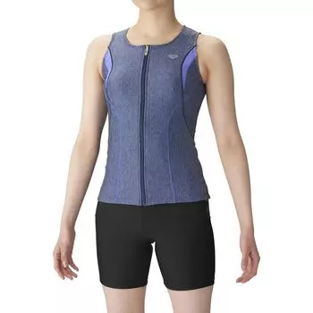 Separates with large color snaps fit Heather Navy x Lyra M [Arena] Swimsuit, (insert pad), Women s, (MNLL)