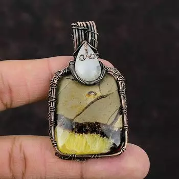 Septarian Pendant Rainbow Moonstone Pendant Copper Wire Wrapped Jewelry Handmade Gemstone Pendant Copper Designer Pendant Wire Wrap Jewelry