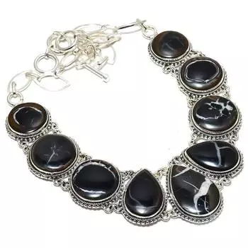 Septarian Stone Gemstone Handmade Ethnic 925 Silver Necklace 18 JCN360-11