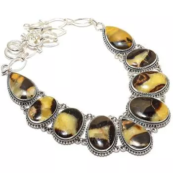 Septarian Stone Gemstone Handmade Ethnic 925 Silver Necklace 18 JCN360-86
