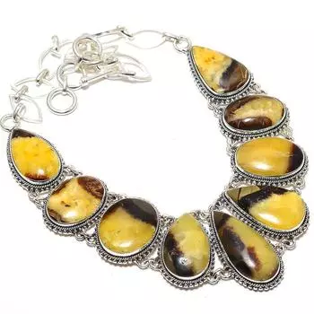 Септарианский камень драгоценный камень ручной работы этническое ожерелье из серебра 925 пробы 18 дюймов JCN360-15