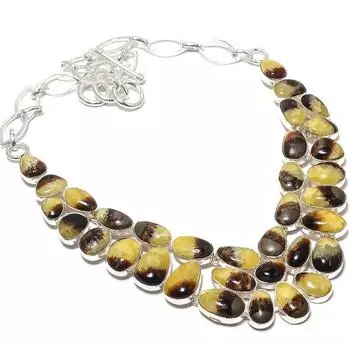 Септарианские драгоценные камни ручной работы из серебра 925 пробы, ожерелье 18 дюймов JCN484-215