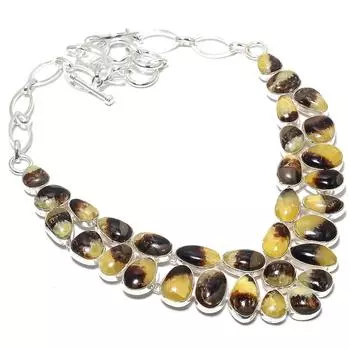 Септарианские драгоценные камни ручной работы из серебра 925 пробы, ожерелье 18 дюймов JCN484-229