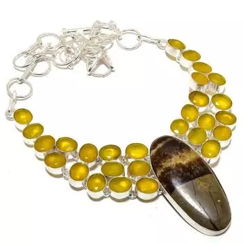 Септарианский камень, драгоценный камень желтый оникс, ожерелье из стерлингового серебра 925 пробы, 18 дюймов, MQ-1207 18 жёлтый