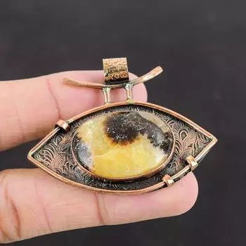 Септарианский кулон, медный кулон, подлинный драгоценный камень, кулон для особого случая, кулон ручной работы, септарианский медный ювелирный кулон для женщин