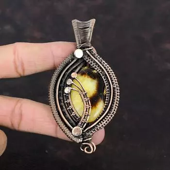 Септарианский кулон, обернутый медной проволокой, кулон ручной работы, септарианский ювелирный кулон с драгоценным камнем, чудесное медное ювелирное украшение, подарок на годовщину