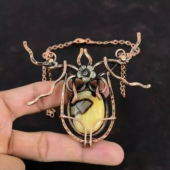 Септарианское ожерелье, обернутое медной проволокой, ожерелье из драгоценных камней, регулируемое цепочное ожерелье, дизайнерские медные украшения, ожерелье ручной работы, подарок на помолвку