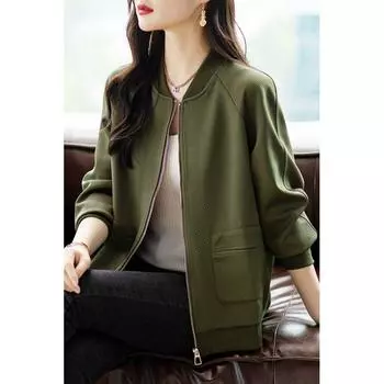 September Momo Autumn Short Plus Size Ladies Loose Baseball Uniform Green L