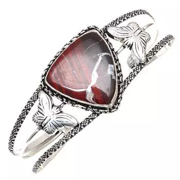 Септериан Джаспер Драгоценный Камень Ручной Работы Серебряные Ювелирные Изделия Браслеты-Манжеты 7 Регулируемые