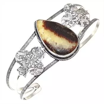 Септериан Джаспер Драгоценный Камень Ручной Работы Серебряные Ювелирные Изделия Браслеты-Манжеты 7 Регулируемые