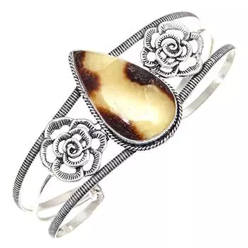 Септериан Джаспер Драгоценный Камень Ручной Работы Серебряные Ювелирные Изделия Браслеты-Манжеты 7 Регулируемые